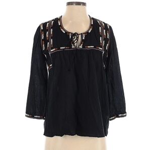World Market Black Embroidered Women's Tribal Top